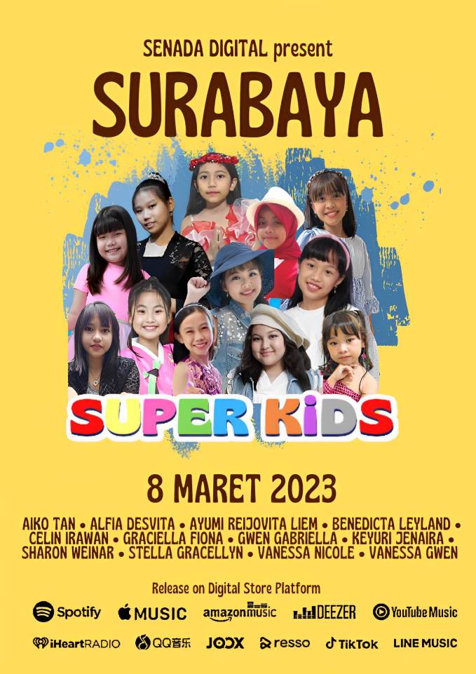 Para artis penyanyi cilik pengisi album lagu Surabaya Superkids Kelas 1. (Dok. Senada Digital)